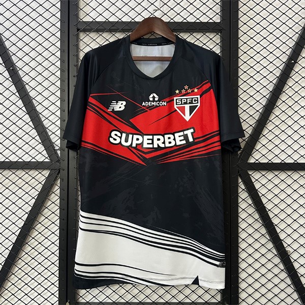 Tailandia Camiseta Sao Paulo Pre-Match 2025-26 Negro Rojo